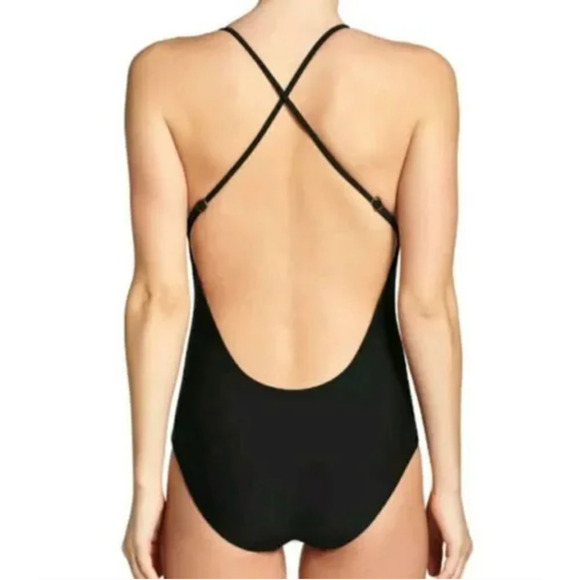 Becca Rebecca Virtue NWT Move Along One-Piece Plunge Strappy Swimsuit Black S - Picture 5 of 13